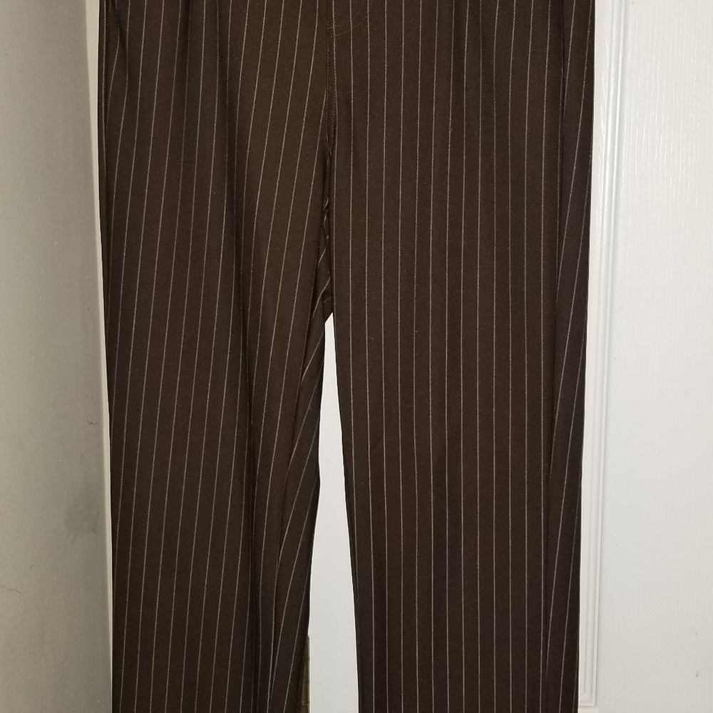 Brown Dress Pants with White Pinstripe